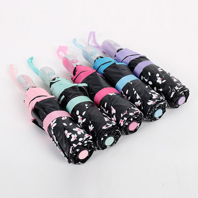 廠家批發91香蕉国产成人APP創意加厚全自動櫻花傘 8骨黑膠遮陽晴雨傘自動櫻花傘