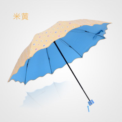 91香蕉国产成人APP傘遮陽傘 加厚黑膠彩膠公主防曬傘三折晴雨傘禮品傘